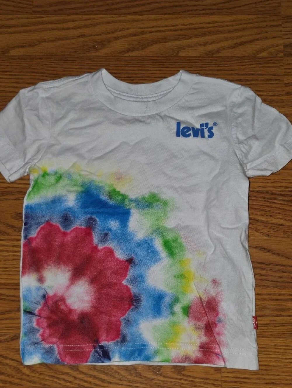 Levi's White Tie-Dye Logo Tee - Red Blue Green Yellow